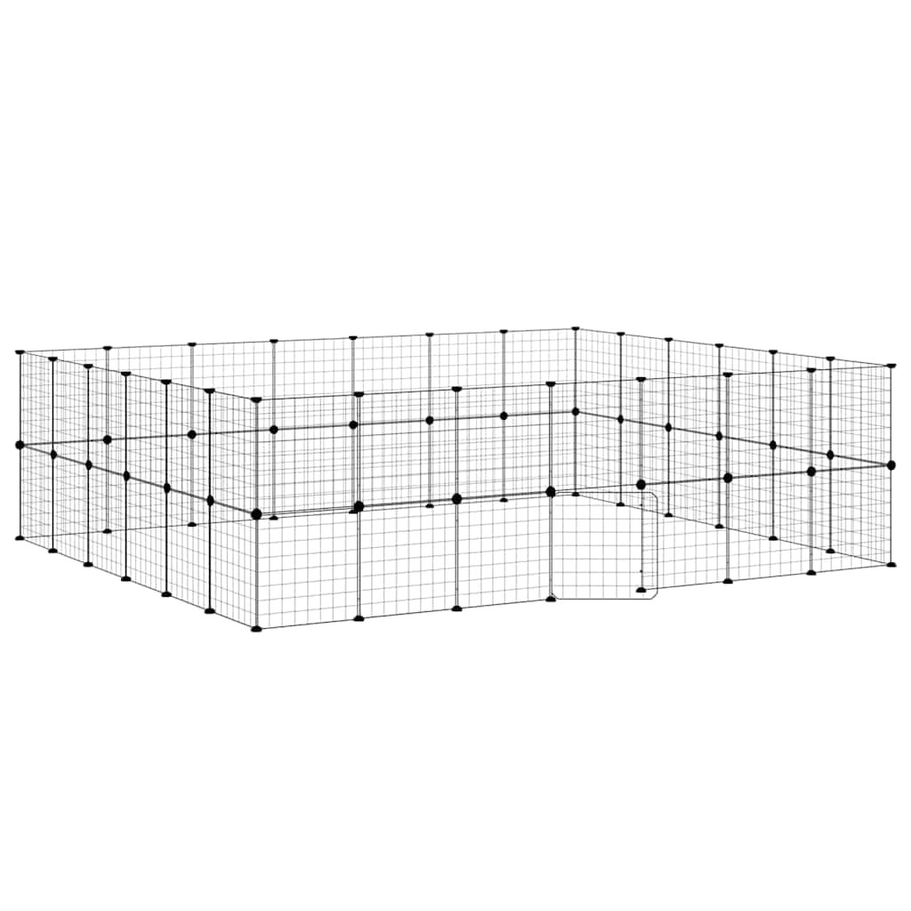 Gabbia per Animali 52 Pannelli con Porta Nero 245x210x70 cm Acciaio — miniatura 2 di 9