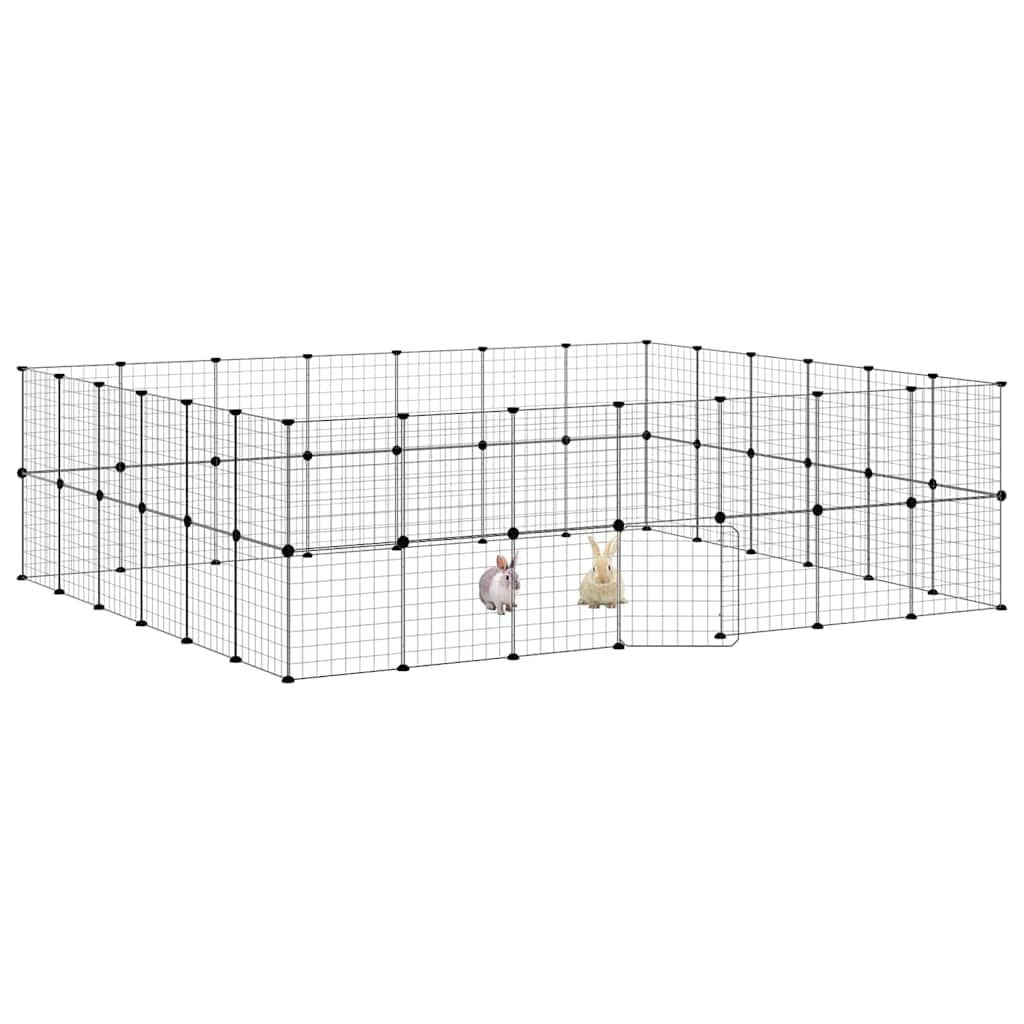 Gabbia per Animali 52 Pannelli con Porta Nero 245x210x70 cm Acciaio — miniatura 6 di 9