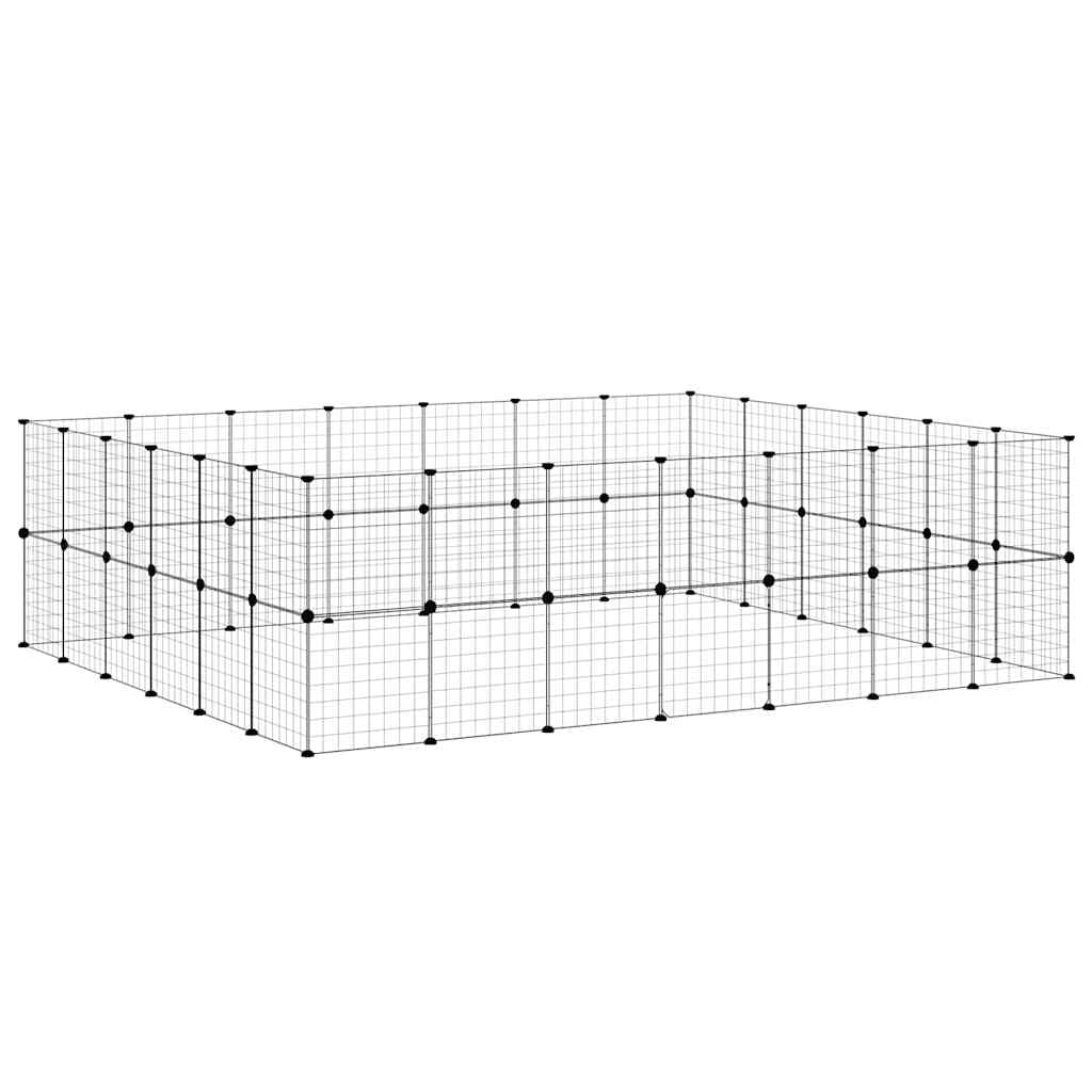 Gabbia per Animali 52 Pannelli con Porta Nero 245x210x70 cm Acciaio — miniatura 3 di 9