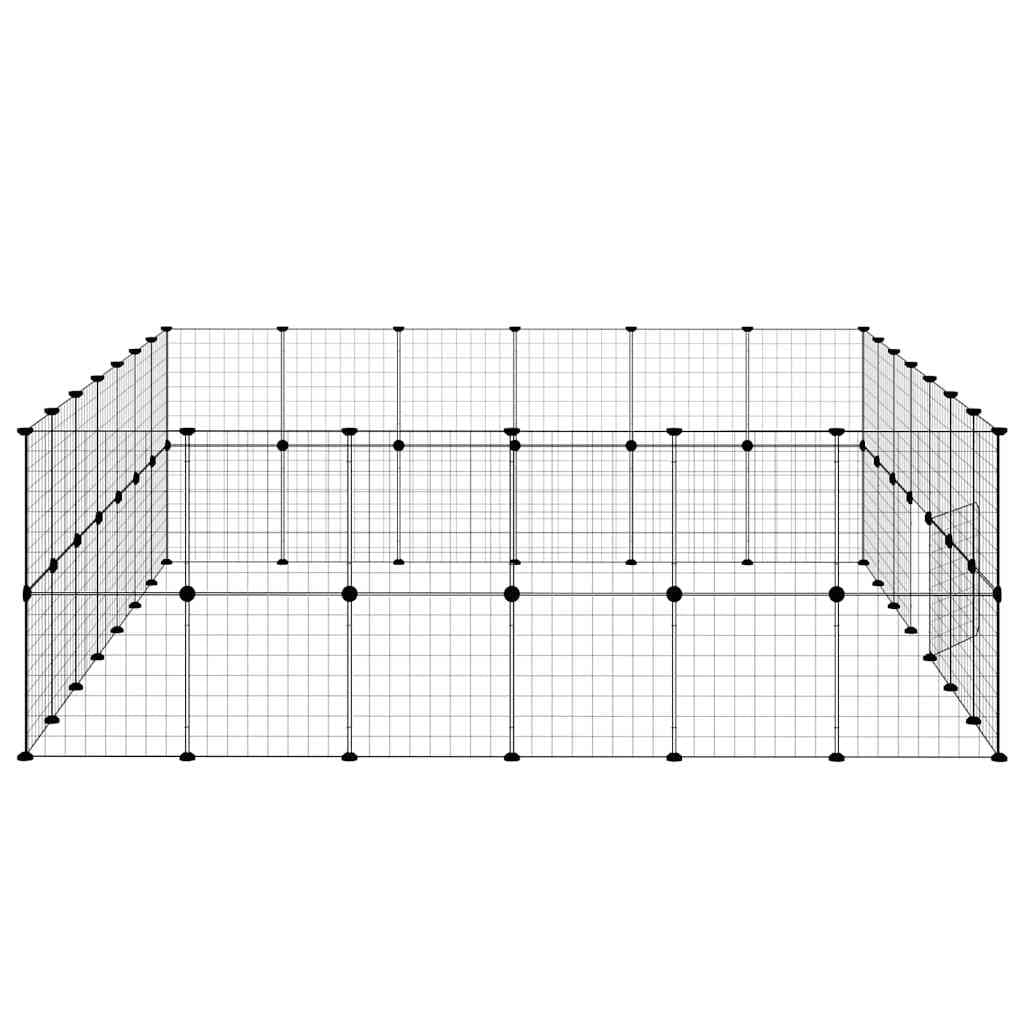 Gabbia per Animali 52 Pannelli con Porta Nero 245x210x70 cm Acciaio — miniatura 4 di 9