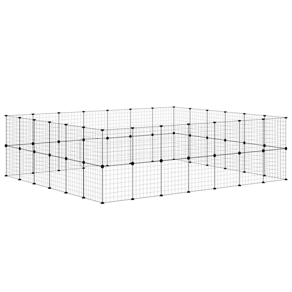 Gabbia per Animali 52 Pannelli con Porta Nero 245x210x70 cm Acciaio — miniatura 5 di 9