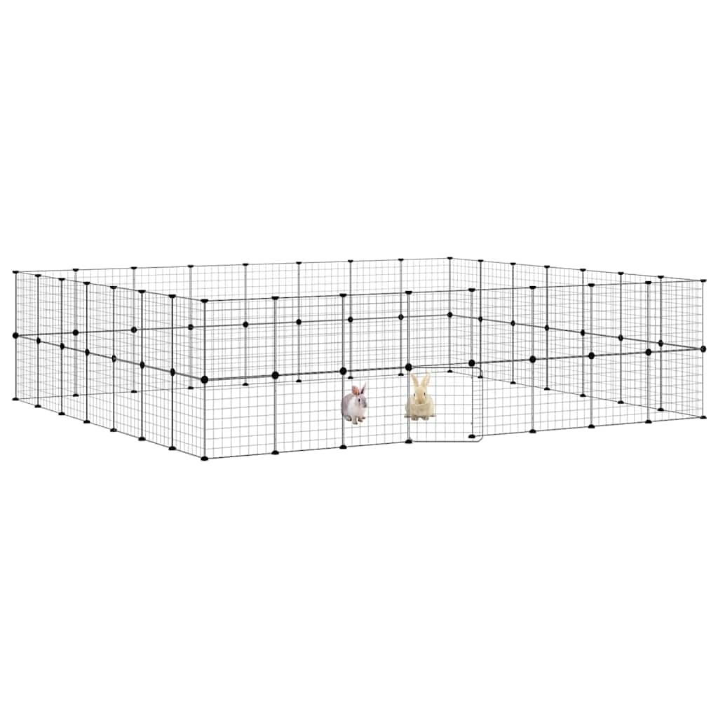 Gabbia per Animali 60 Pannelli con Porta Nera 280x245x70 cm Acciaio — miniatura 6 di 9