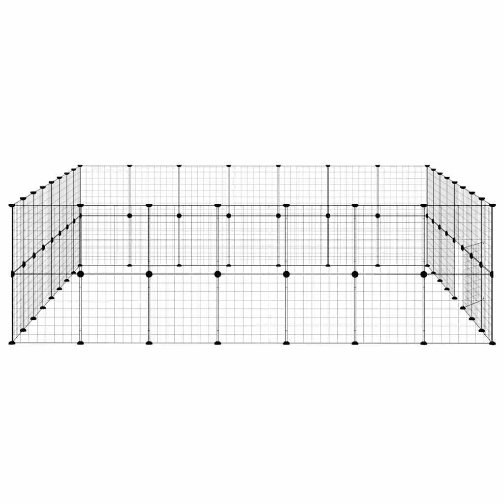 Gabbia per Animali 60 Pannelli con Porta Nera 280x245x70 cm Acciaio — miniatura 4 di 9