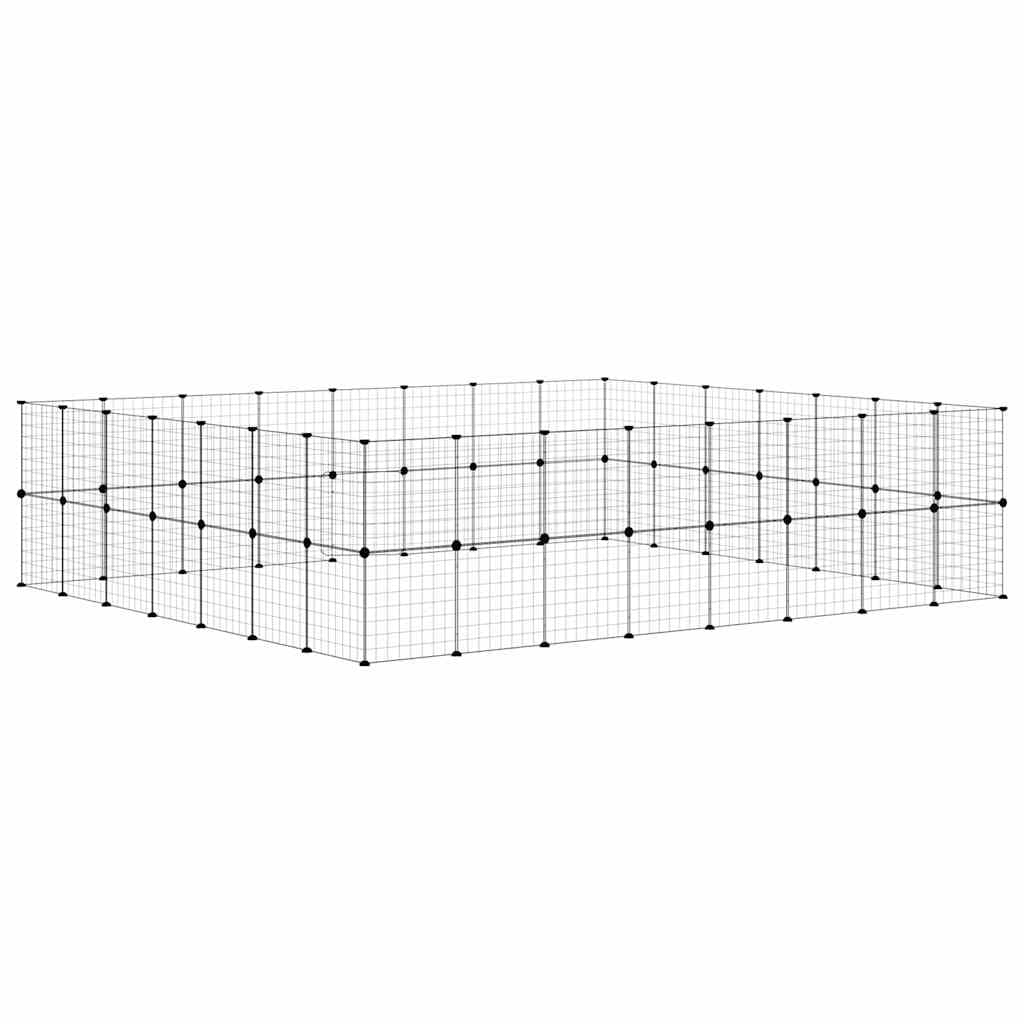 Gabbia per Animali 60 Pannelli con Porta Nera 280x245x70 cm Acciaio — miniatura 5 di 9