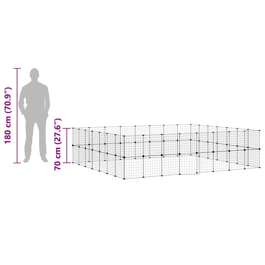Gabbia per Animali 60 Pannelli con Porta Nera 280x245x70 cm Acciaio — miniatura 9 di 9