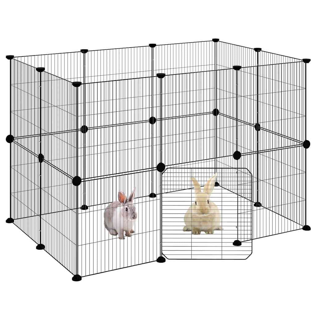 Gabbia per Animali 20 Pannelli con Porta Nera 105x70x70 cm — miniatura 6 di 9