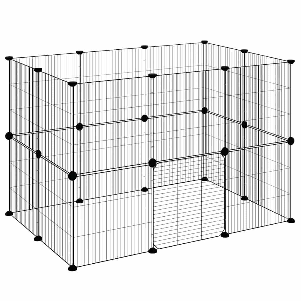 Gabbia per Animali 20 Pannelli con Porta Nera 105x70x70 cm — miniatura 3 di 9