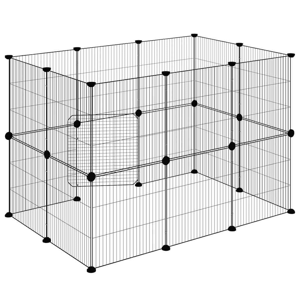 Gabbia per Animali 20 Pannelli con Porta Nera 105x70x70 cm — miniatura 5 di 9
