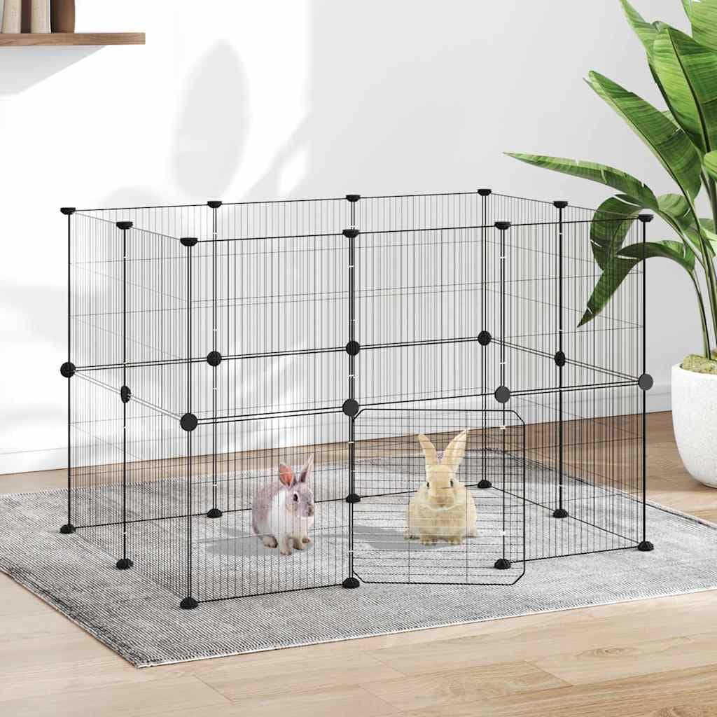 Gabbia per Animali 20 Pannelli con Porta Nera 105x70x70 cm — miniatura 1 di 9