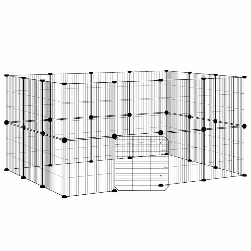 Gabbia per Animali 28 Pannelli con Porta Nero 140x105x70 cm — miniatura 2 di 9