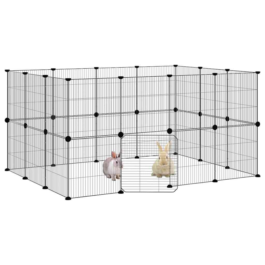 Gabbia per Animali 28 Pannelli con Porta Nero 140x105x70 cm — miniatura 6 di 9