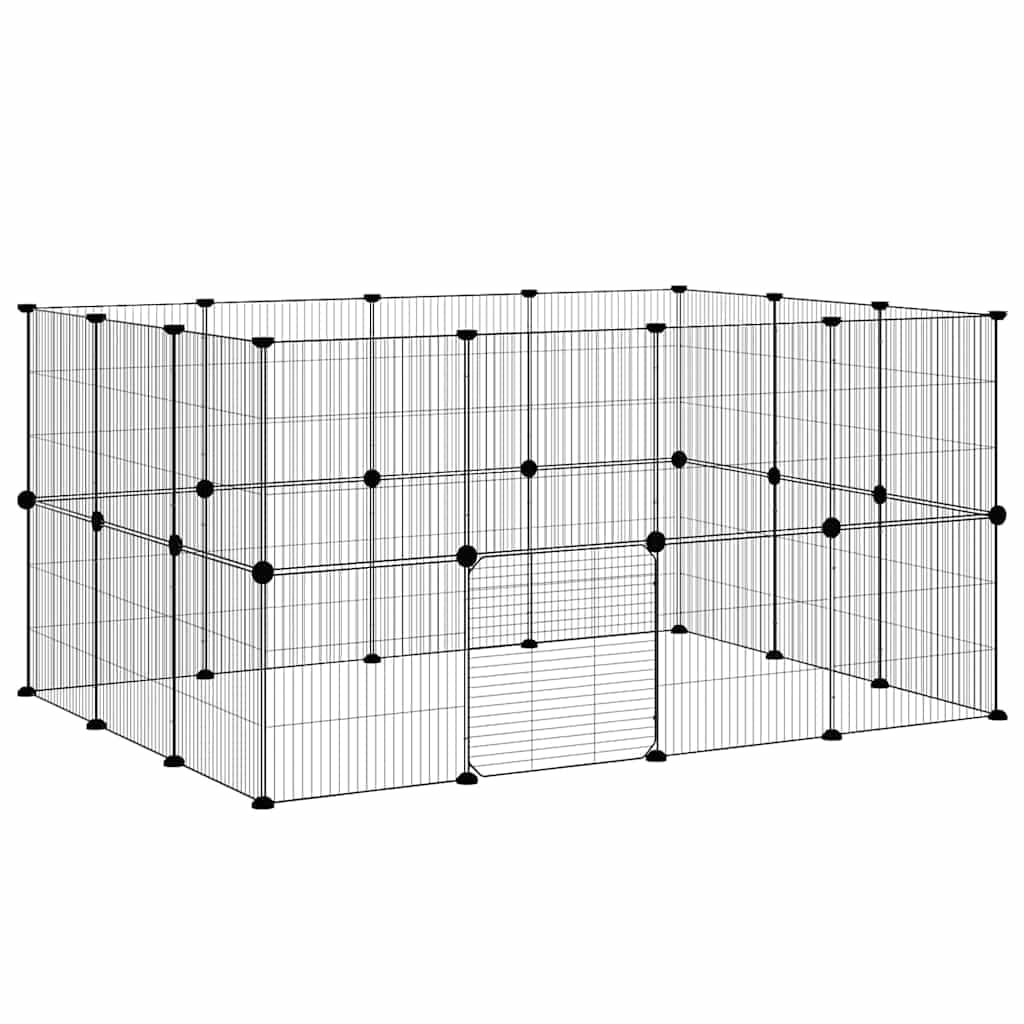 Gabbia per Animali 28 Pannelli con Porta Nero 140x105x70 cm — miniatura 3 di 9