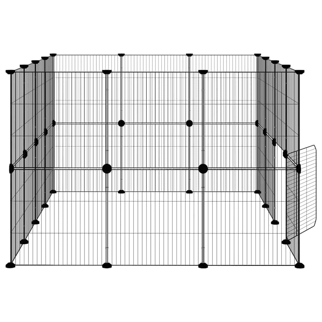 Gabbia per Animali 28 Pannelli con Porta Nero 140x105x70 cm — miniatura 4 di 9