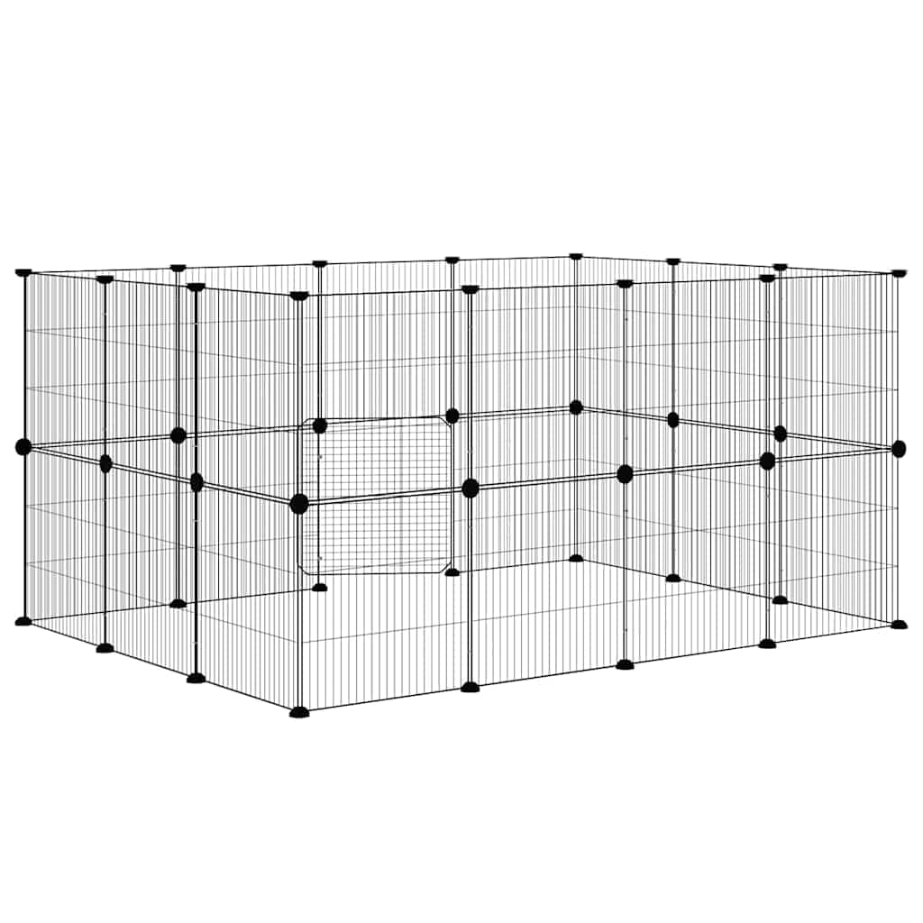Gabbia per Animali 28 Pannelli con Porta Nero 140x105x70 cm — miniatura 5 di 9