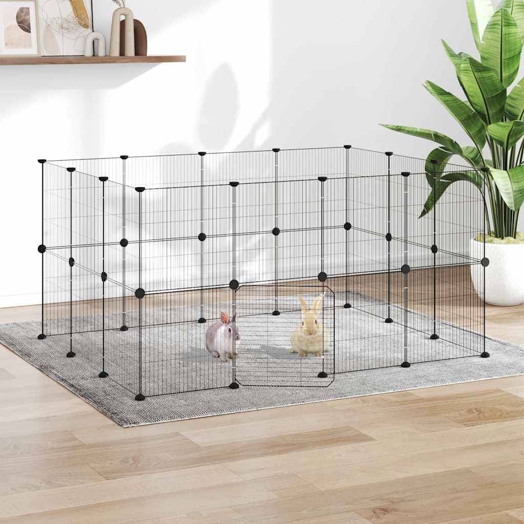Gabbia per Animali 28 Pannelli con Porta Nero 140x105x70 cm — miniatura 1 di 9