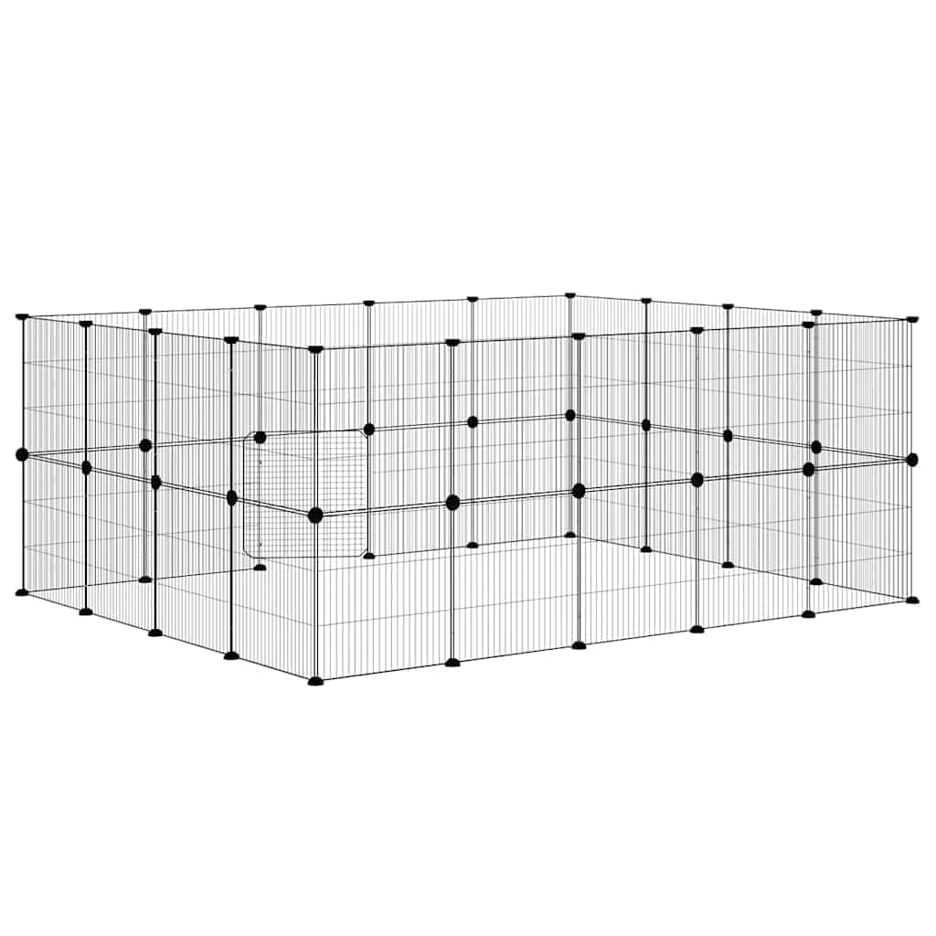 Gabbia per Animali 36 Pannelli con Porta Nera 175x140x70 cm — miniatura 5 di 9