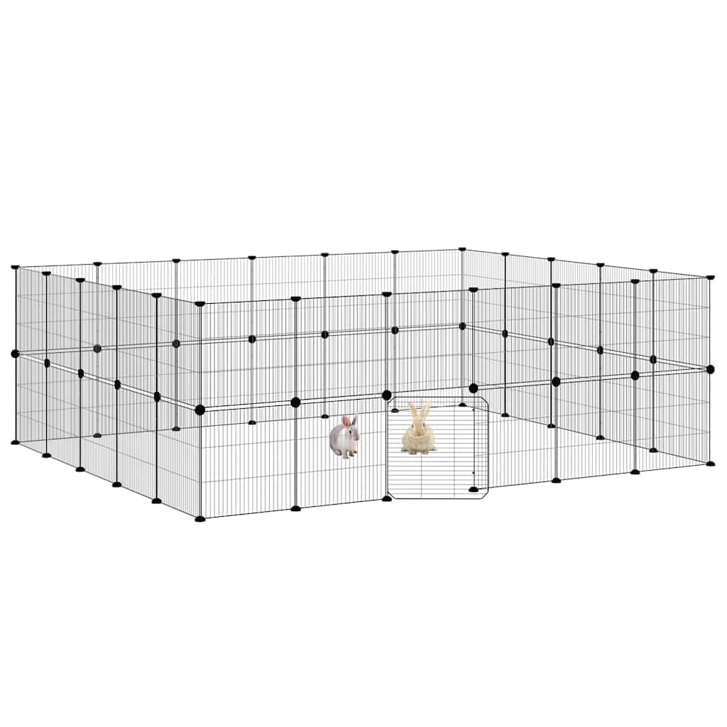 Gabbia per Animali 44 Pannelli con Porta Nera 210x175x70 cm — miniatura 6 di 9