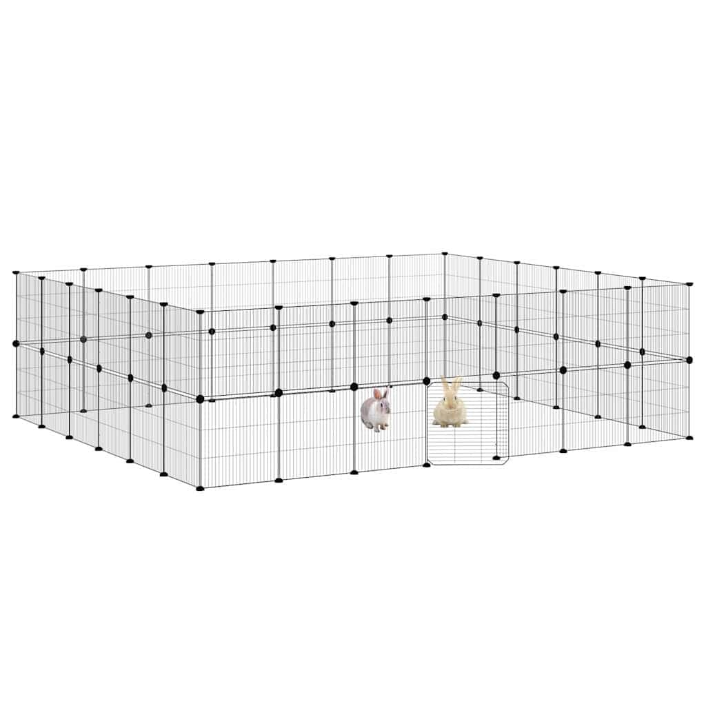 Gabbia per Animali 52 Pannelli con Porta Nero 245x210x70 cm — miniatura 6 di 9