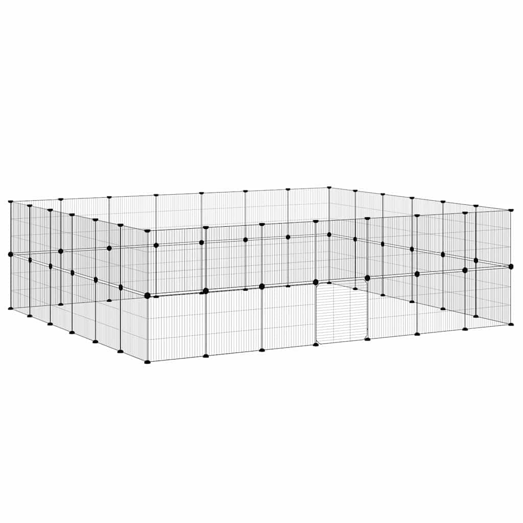 Gabbia per Animali 52 Pannelli con Porta Nero 245x210x70 cm — miniatura 3 di 9