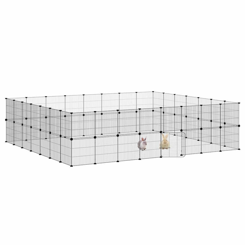 Gabbia per Animali 60 Pannelli con Porta Nera 280x245x70 cm — miniatura 6 di 9