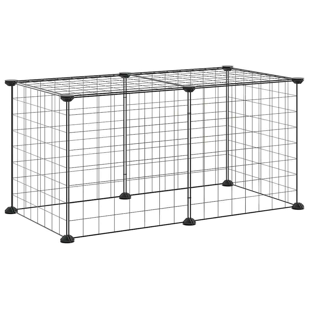 Gabbia per Animali Domestici 8 Pannelli Nero 70x35x35cm Acciaio — miniatura 2 di 7