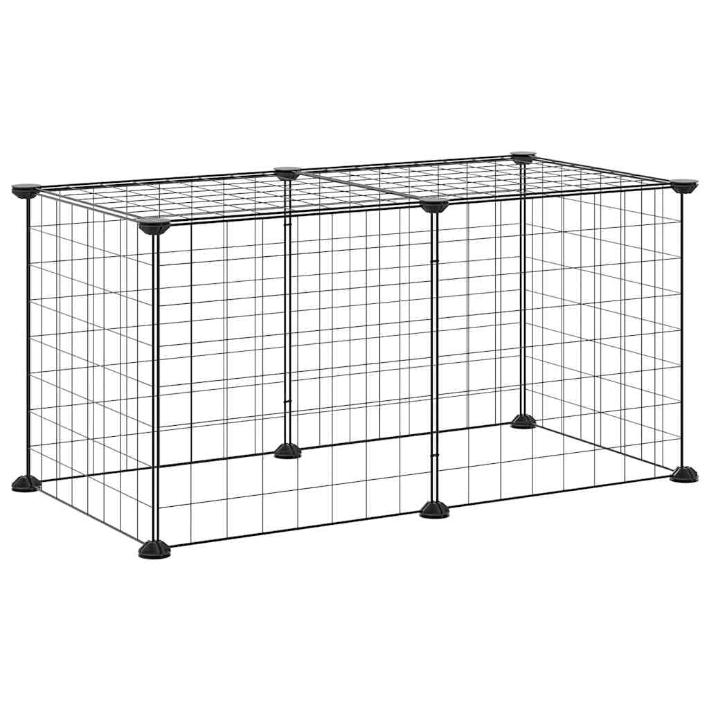 Gabbia per Animali Domestici 8 Pannelli Nero 70x35x35cm Acciaio — miniatura 3 di 7