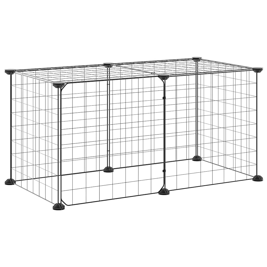 Gabbia per Animali 8 Pannelli con Porta Nero 70x35x35cm Acciaio — miniatura 5 di 8