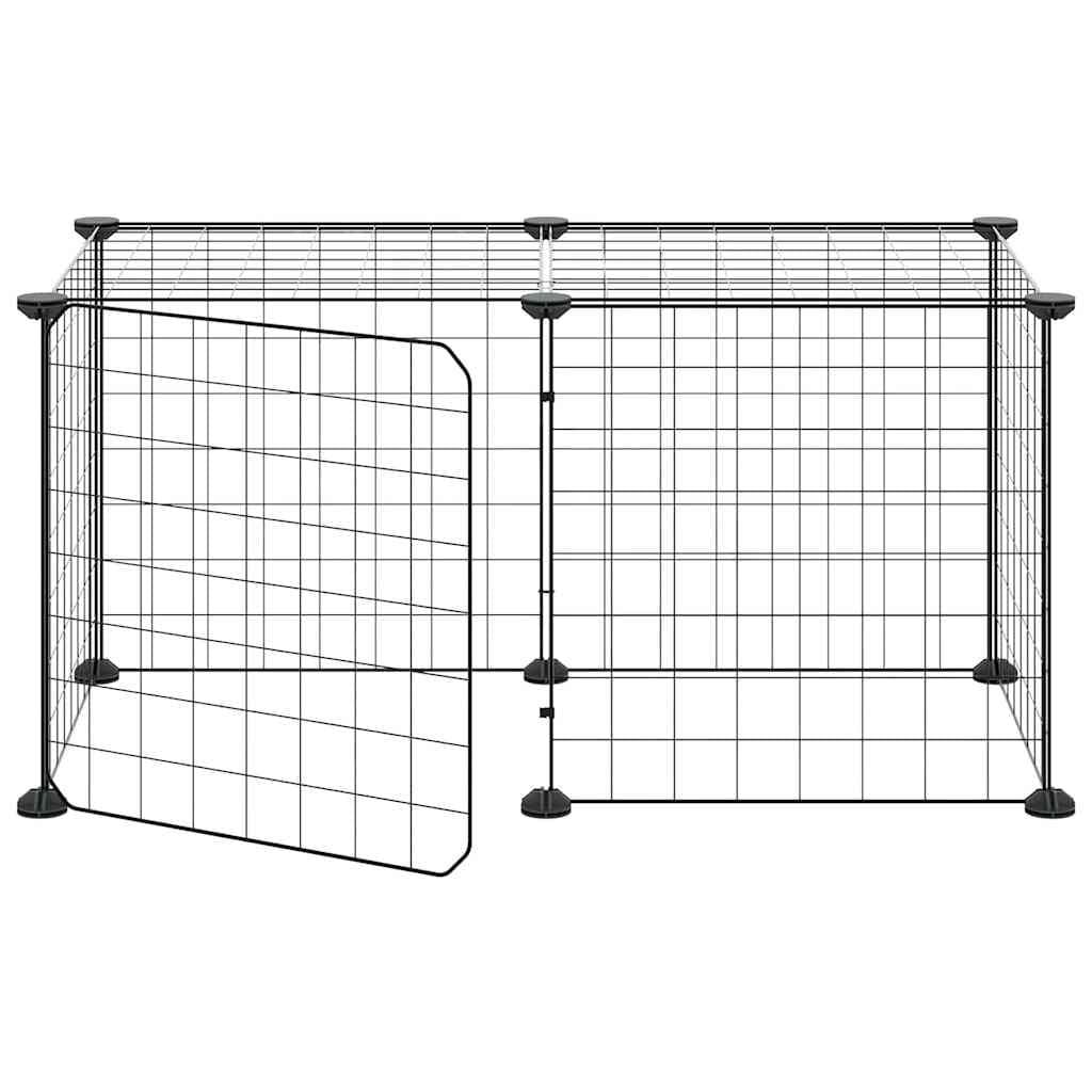 Gabbia per Animali 8 Pannelli con Porta Nero 70x35x35cm Acciaio — miniatura 3 di 8