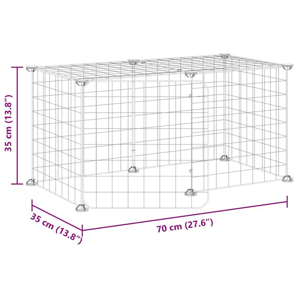 Gabbia per Animali 8 Pannelli con Porta Nero 70x35x35cm Acciaio — miniatura 7 di 8