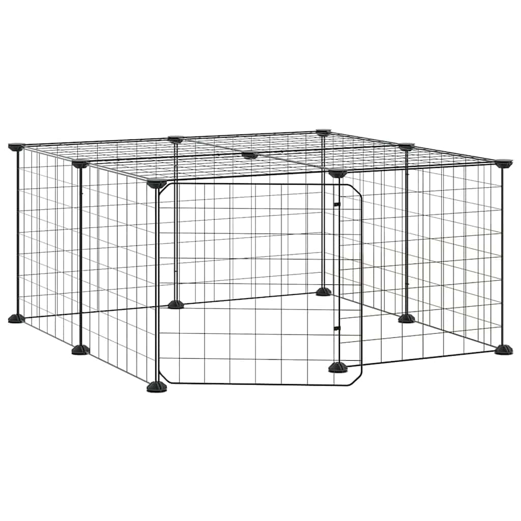 Gabbia per Animali 12 Pannelli con Porta Nero 70x70x35 cm — miniatura 2 di 8