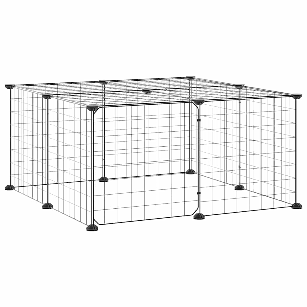 Gabbia per Animali 12 Pannelli con Porta Nero 70x70x35 cm — miniatura 5 di 8