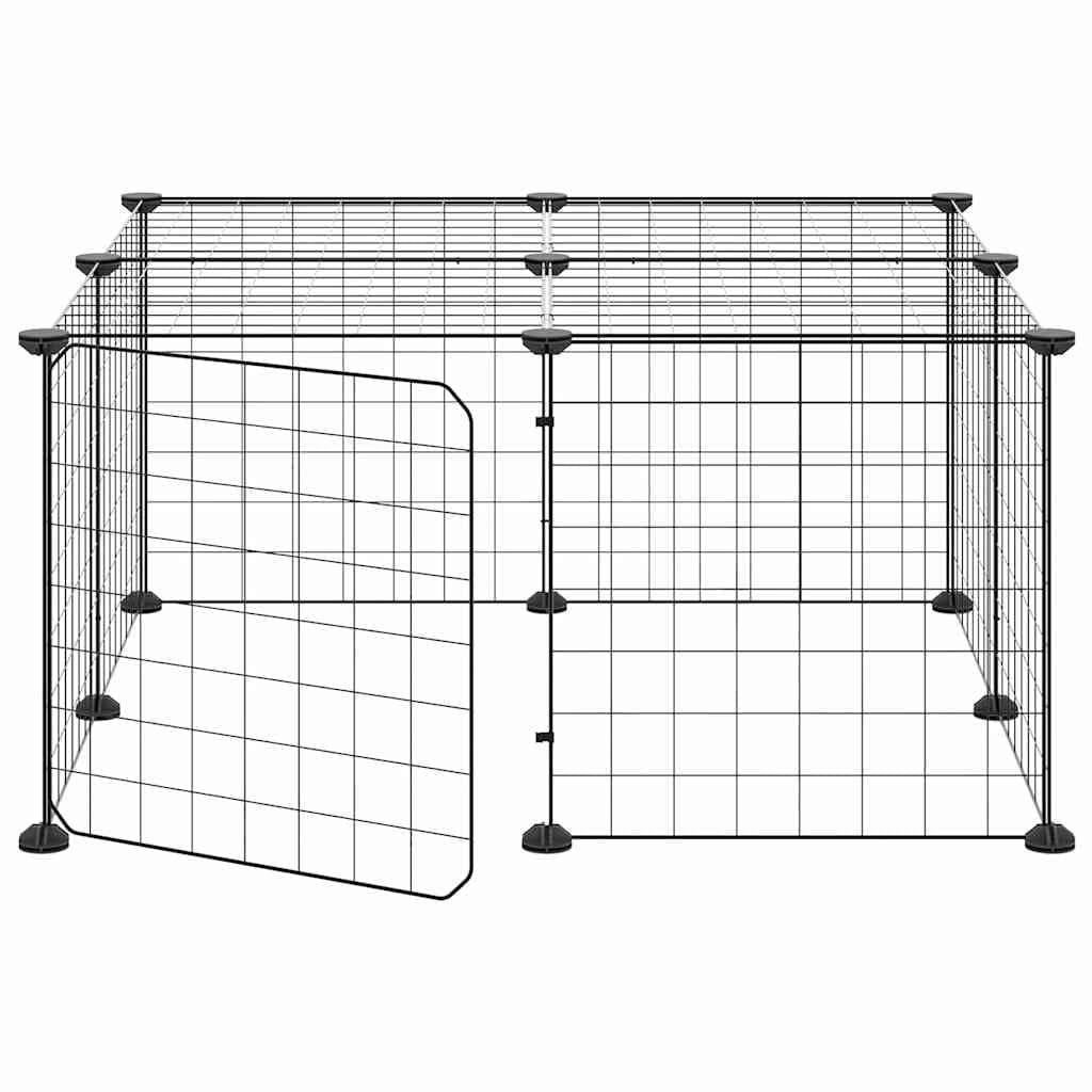 Gabbia per Animali 12 Pannelli con Porta Nero 70x70x35 cm — miniatura 3 di 8