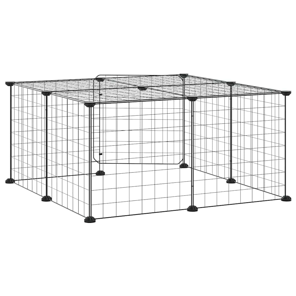 Gabbia per Animali 12 Pannelli con Porta Nero 70x70x35 cm — miniatura 4 di 8