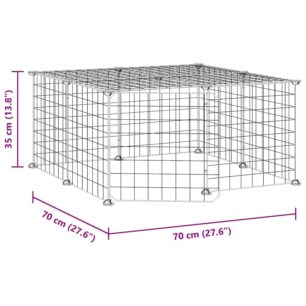 Gabbia per Animali 12 Pannelli con Porta Nero 70x70x35 cm — miniatura 7 di 8