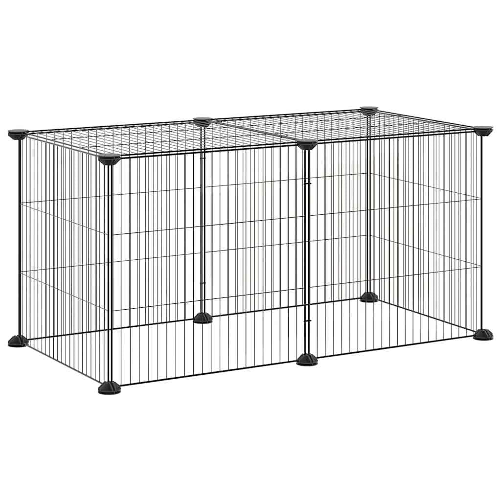 Gabbia per Animali Domestici 8 Pannelli Nero 70x35x35cm Acciaio — miniatura 2 di 7