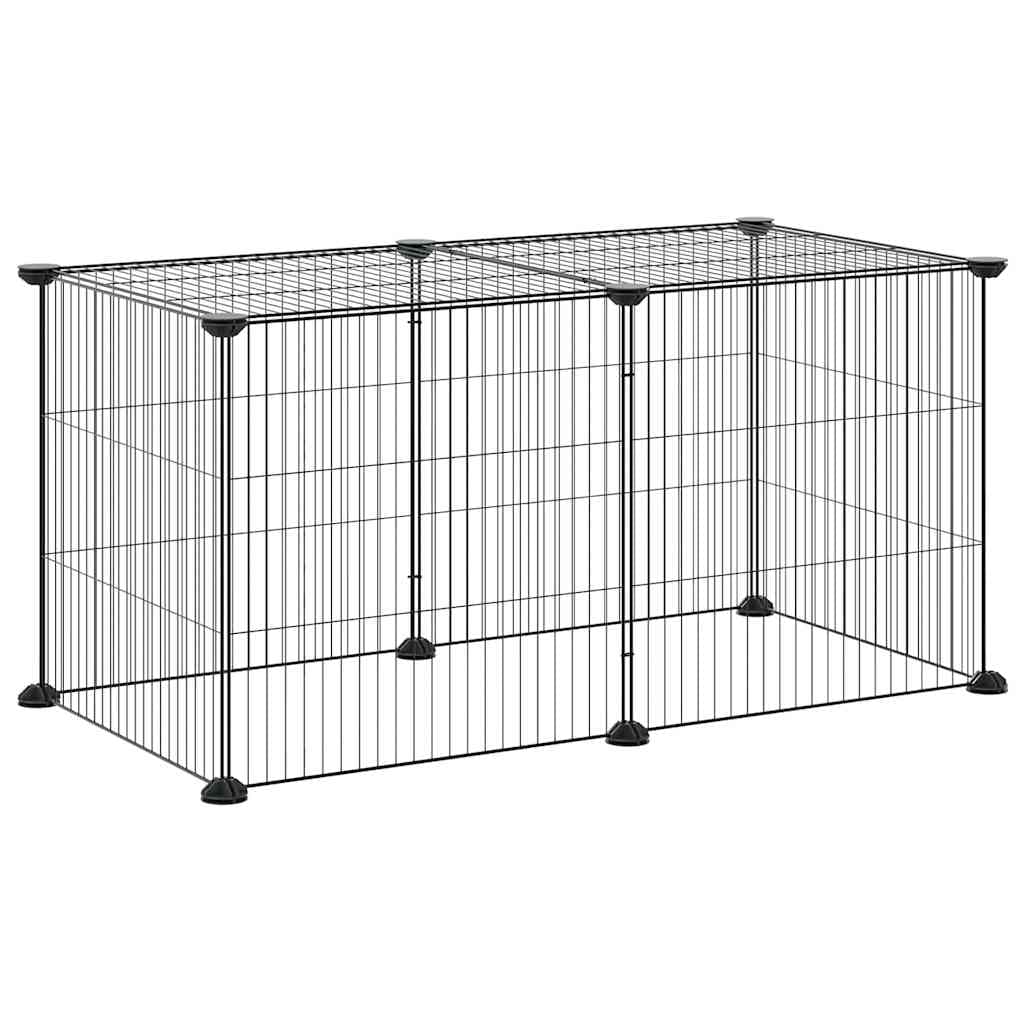 Gabbia per Animali Domestici 8 Pannelli Nero 70x35x35cm Acciaio — miniatura 3 di 7