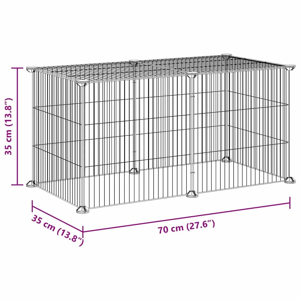 Gabbia per Animali Domestici 8 Pannelli Nero 70x35x35cm Acciaio — miniatura 6 di 7