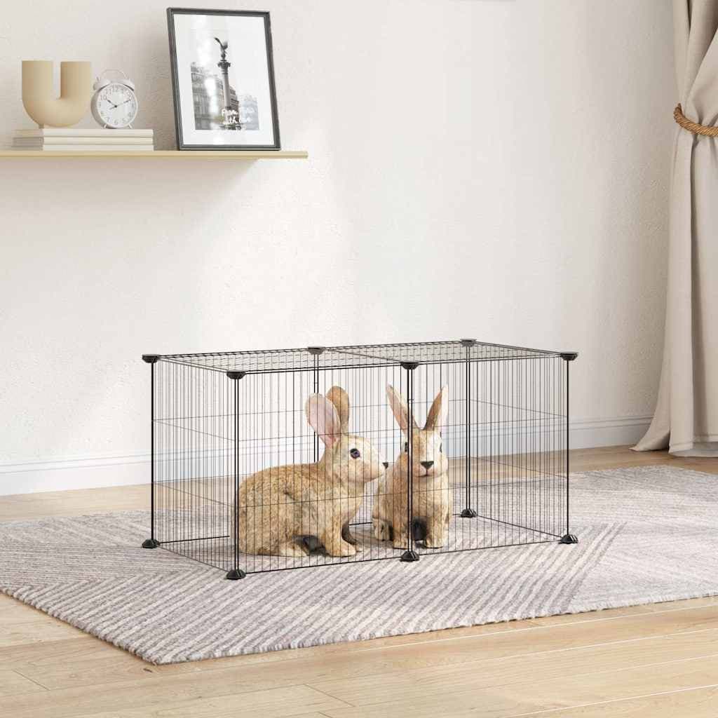 Gabbia per Animali Domestici 8 Pannelli Nero 70x35x35cm Acciaio — miniatura 1 di 7