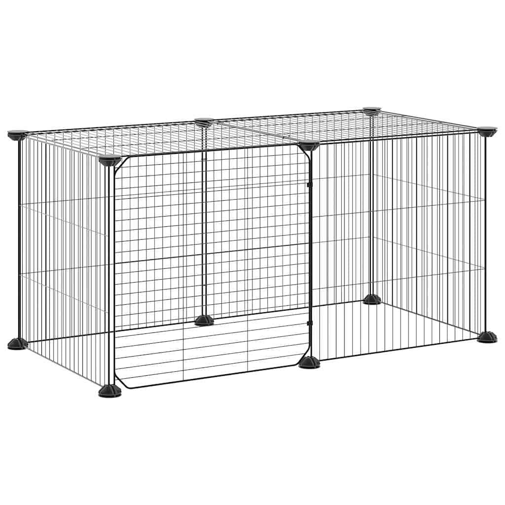 Gabbia per Animali 8 Pannelli con Porta Nero 70x35x35cm Acciaio — miniatura 5 di 8