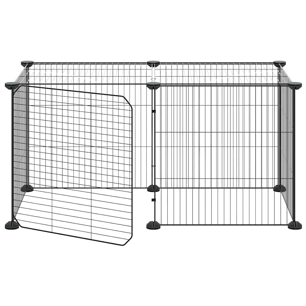 Gabbia per Animali 8 Pannelli con Porta Nero 70x35x35cm Acciaio — miniatura 3 di 8