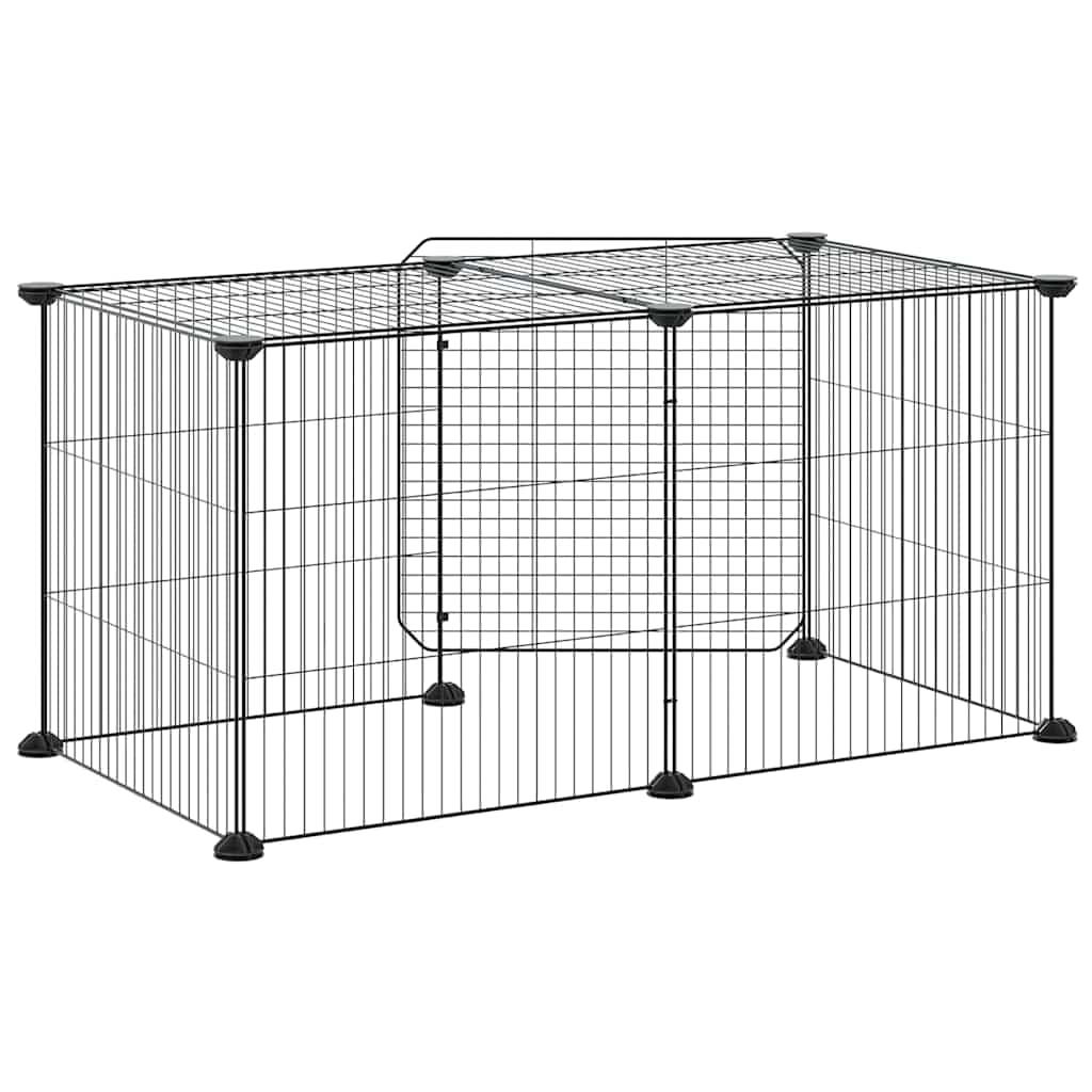 Gabbia per Animali 8 Pannelli con Porta Nero 70x35x35cm Acciaio — miniatura 4 di 8