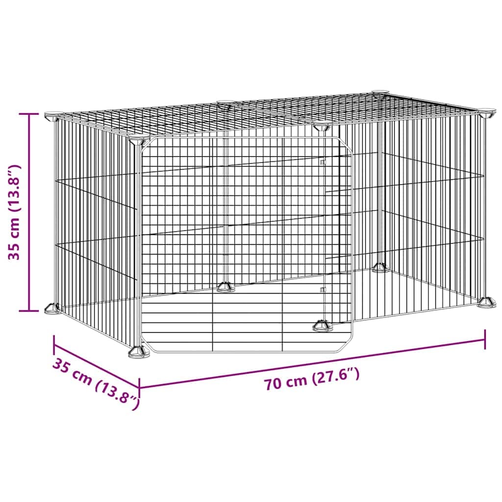 Gabbia per Animali 8 Pannelli con Porta Nero 70x35x35cm Acciaio — miniatura 7 di 8