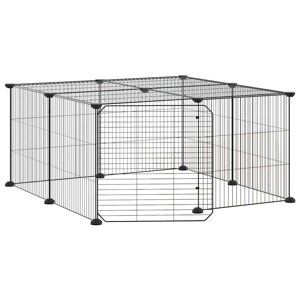 Gabbia per Animali 12 Pannelli con Porta Nero 70x70x35 cm — miniatura 2 di 8