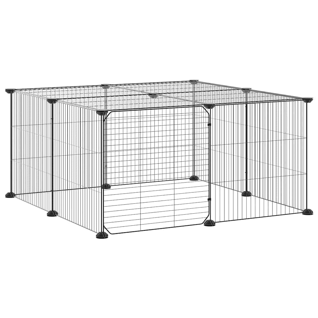 Gabbia per Animali 12 Pannelli con Porta Nero 70x70x35 cm — miniatura 3 di 8