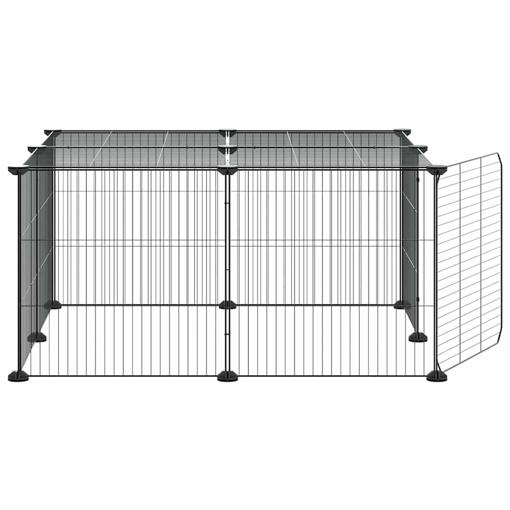 Gabbia per Animali 12 Pannelli con Porta Nero 70x70x35 cm — miniatura 4 di 8
