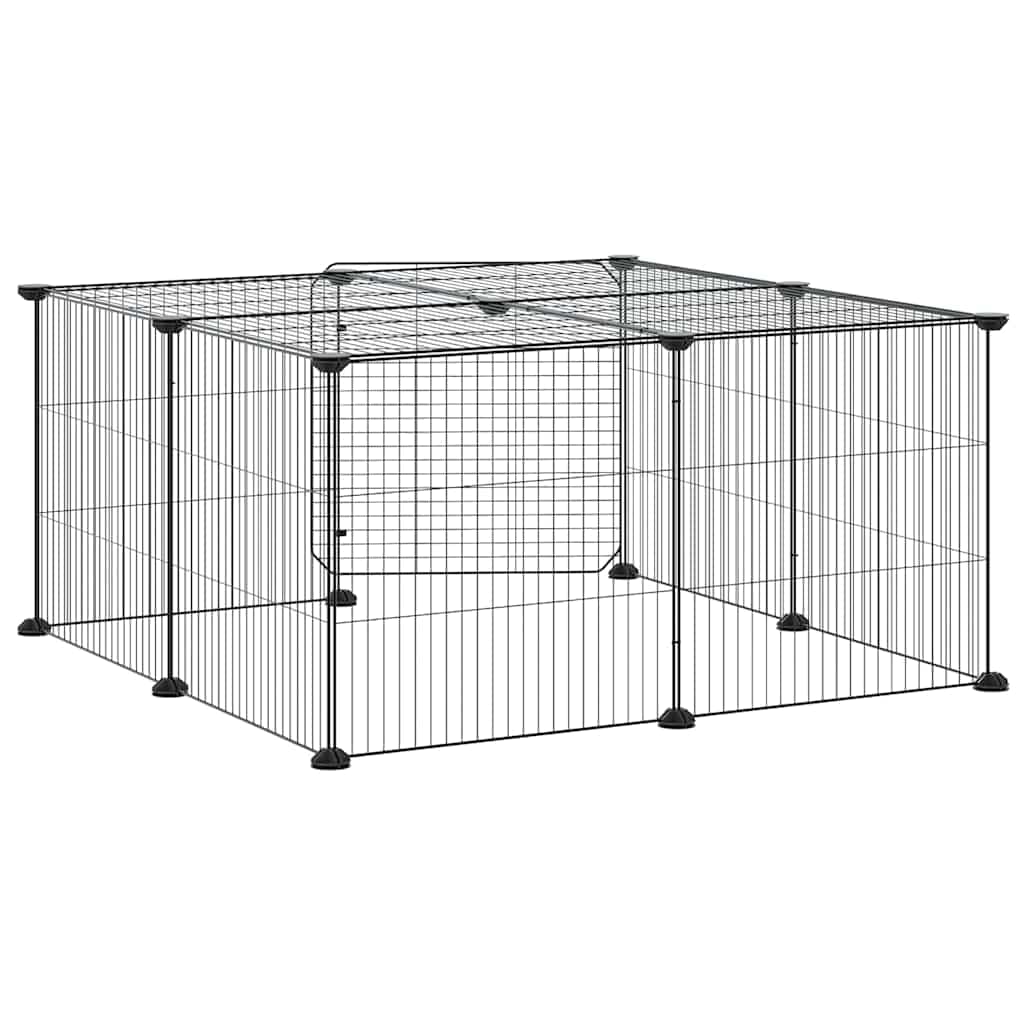 Gabbia per Animali 12 Pannelli con Porta Nero 70x70x35 cm — miniatura 5 di 8
