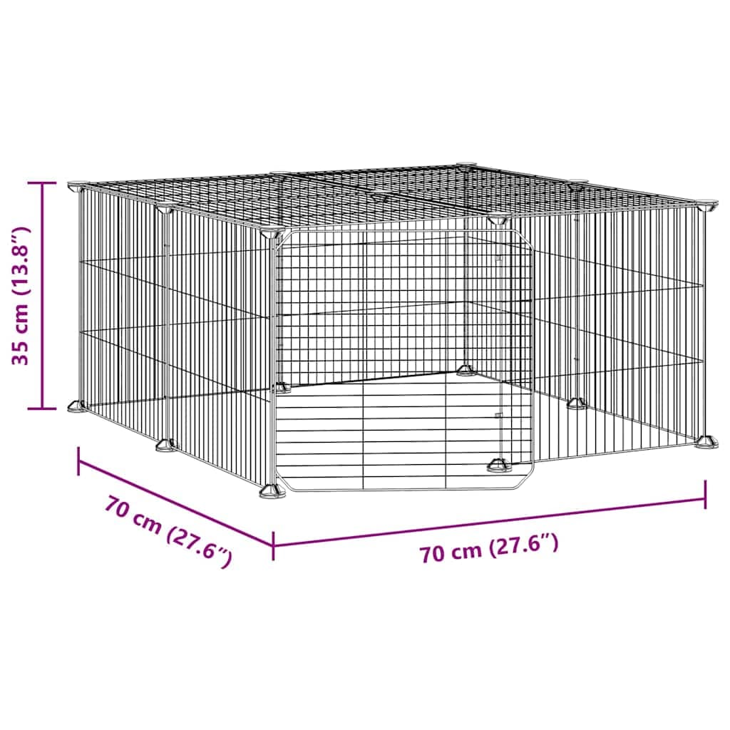 Gabbia per Animali 12 Pannelli con Porta Nero 70x70x35 cm — miniatura 7 di 8