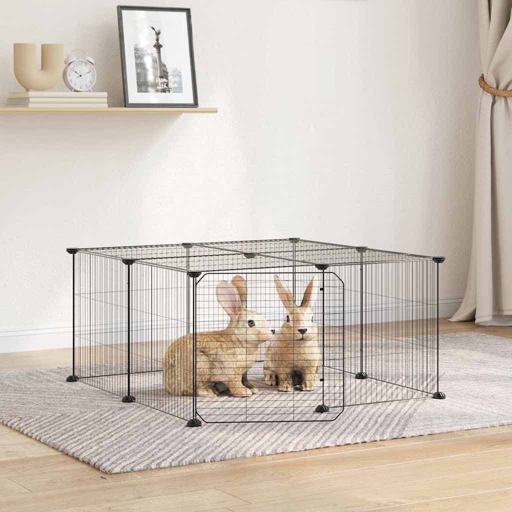 Gabbia per Animali 12 Pannelli con Porta Nero 70x70x35 cm — miniatura 1 di 8