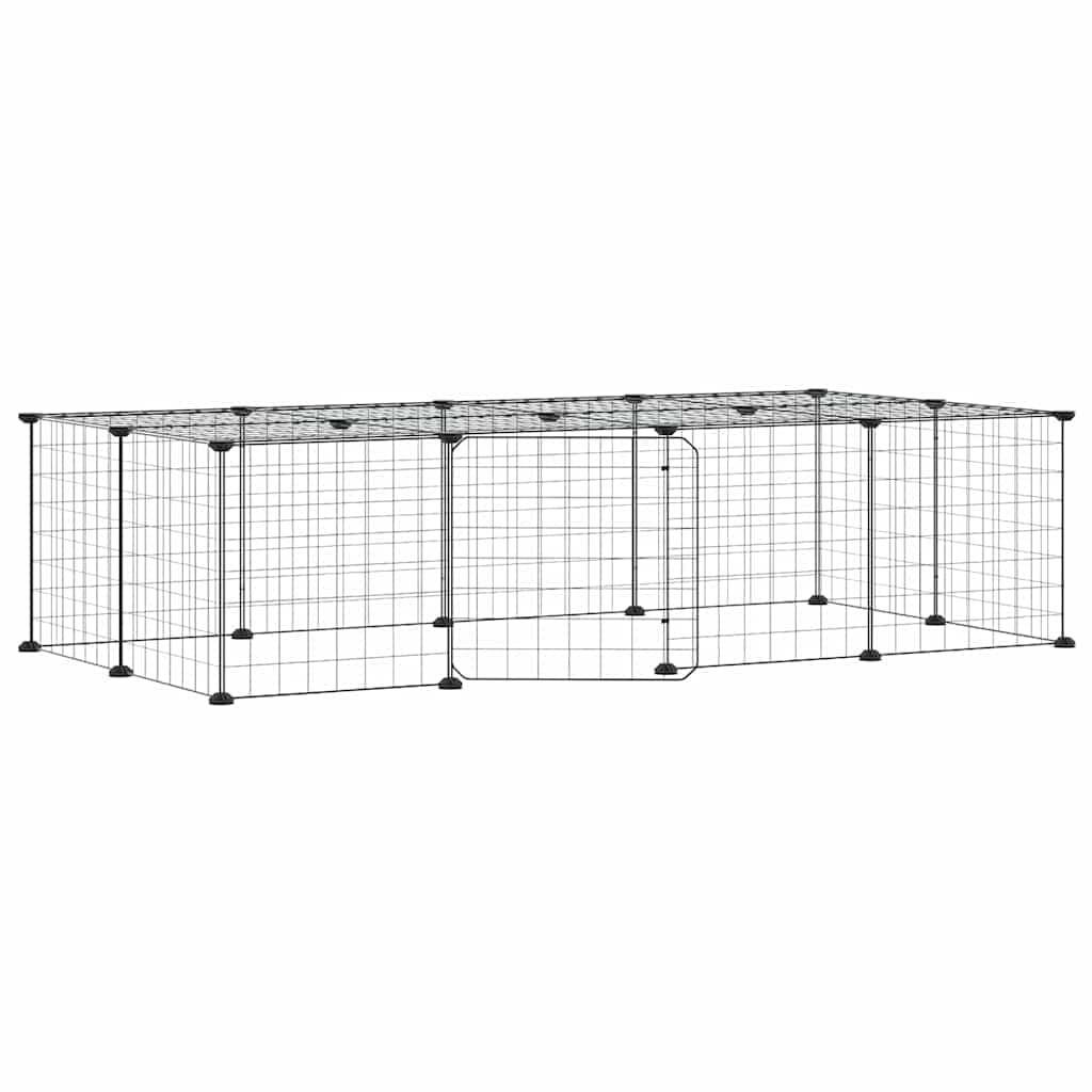 Gabbia per Animali 20 Pannelli con Porta Nera 140x70x35 cm — miniatura 2 di 8