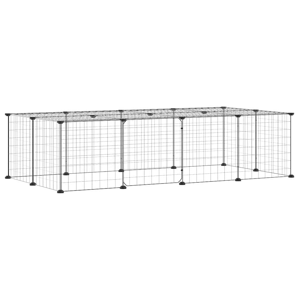 Gabbia per Animali 20 Pannelli con Porta Nera 140x70x35 cm — miniatura 5 di 8